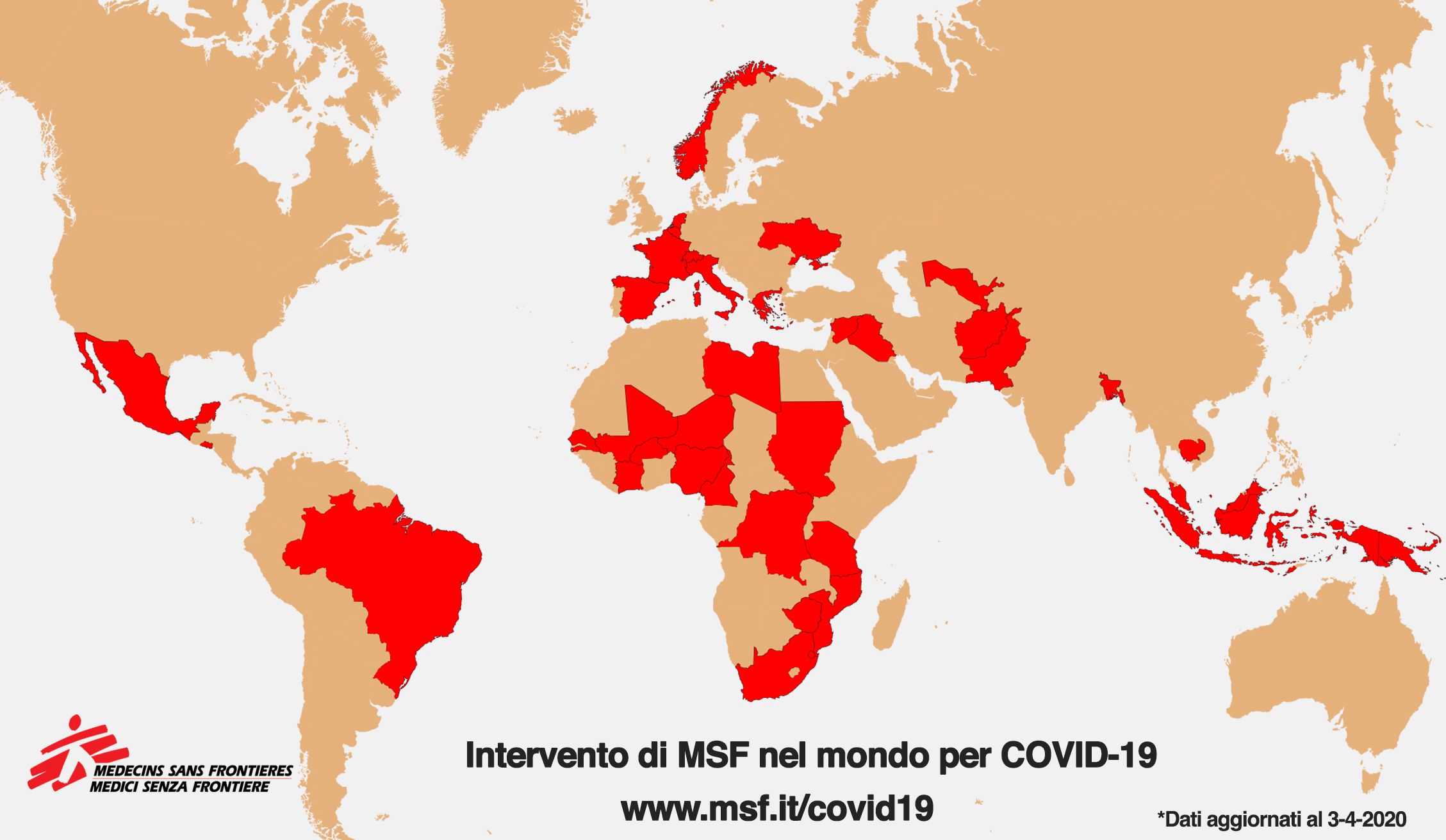 mappa interventi MSF nel mondo