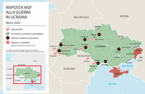 Mappa interventi MSF in Ucraina